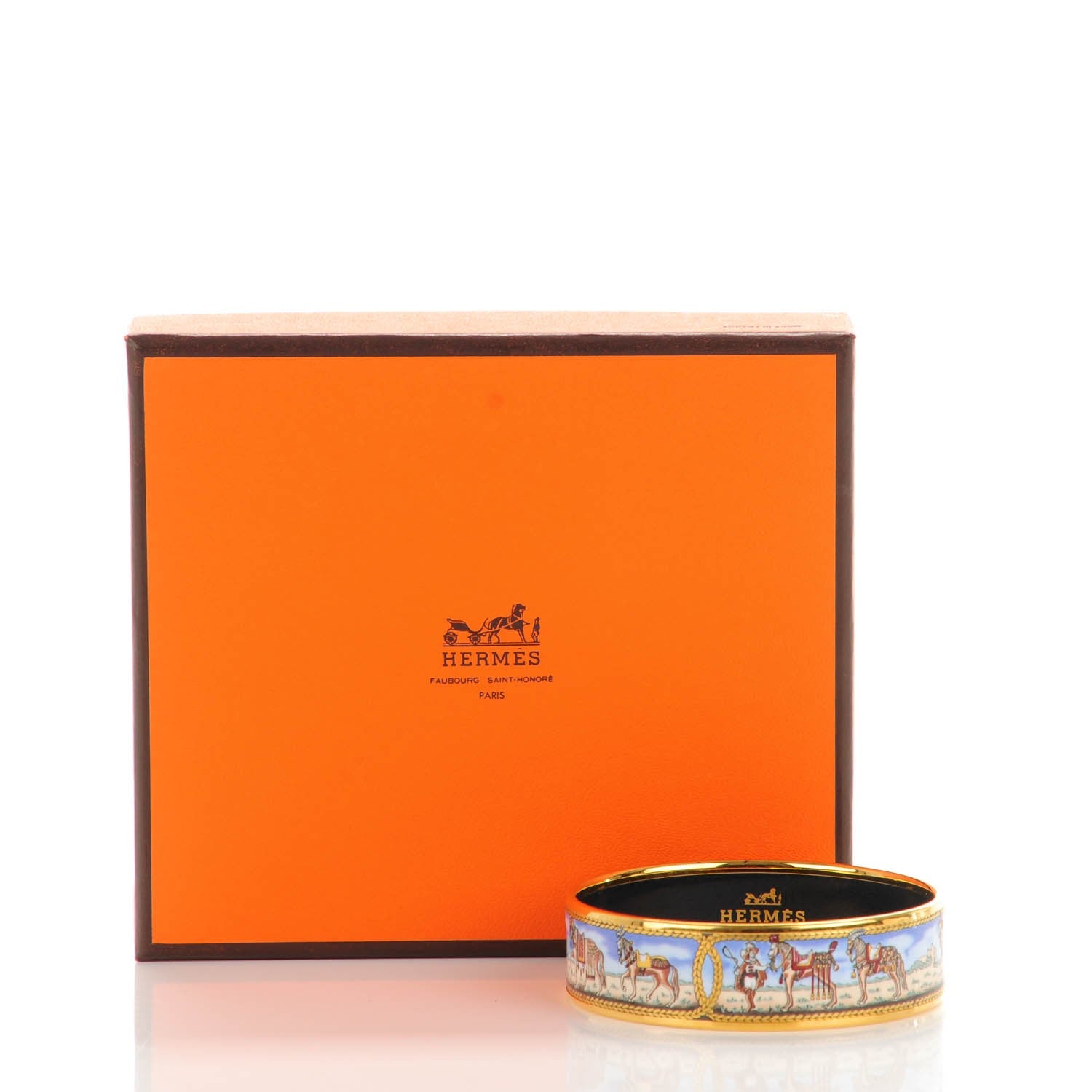 Hermes Enamel Printed Horses Wide Bracelet 65 6 of 6