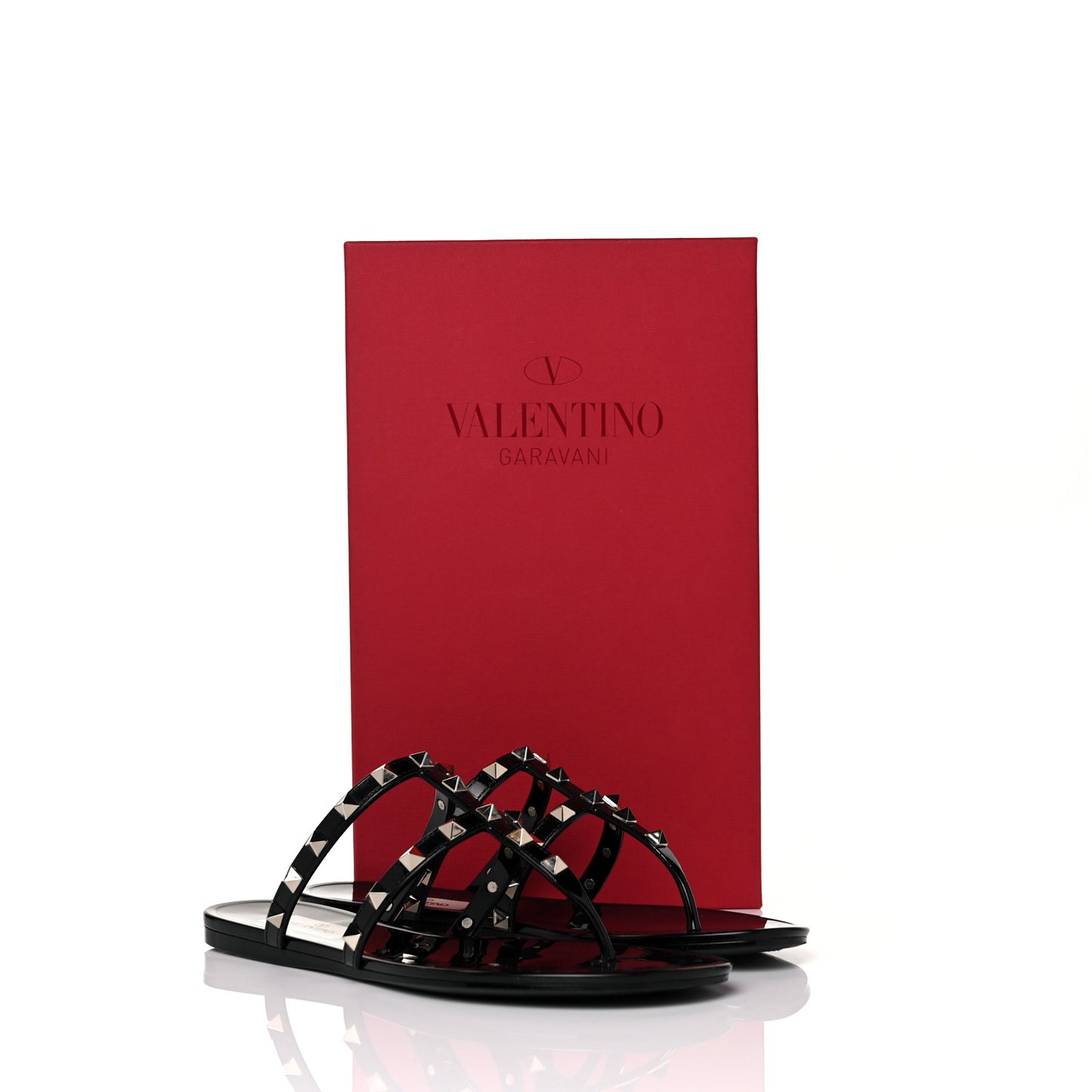 PVC Jelly Rockstud Caged Flat Thong Sandals 37 Black