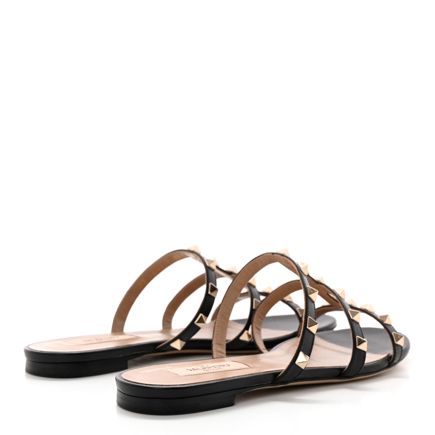 Valentino Garavani Nappa Rockstud Caged Flat Slide Sandals 37.5 Black 4 of 14