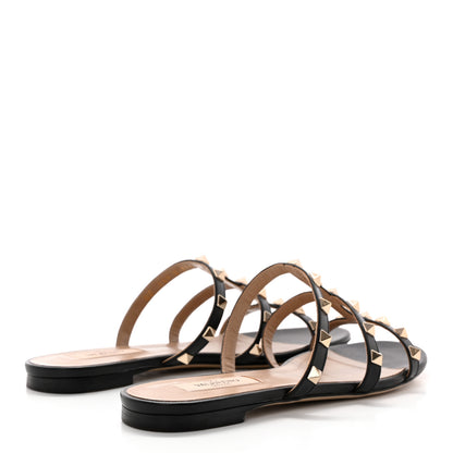 Valentino Garavani Nappa Rockstud Caged Flat Slide Sandals 37.5 Black 4 of 14