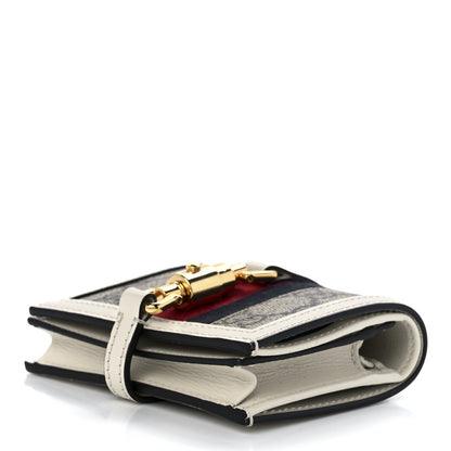 Gucci GG Supreme Monogram Textured Dollar Calfskin Web Jackie 1961 Card Case Beige Ebony Mystic White 9 of 12