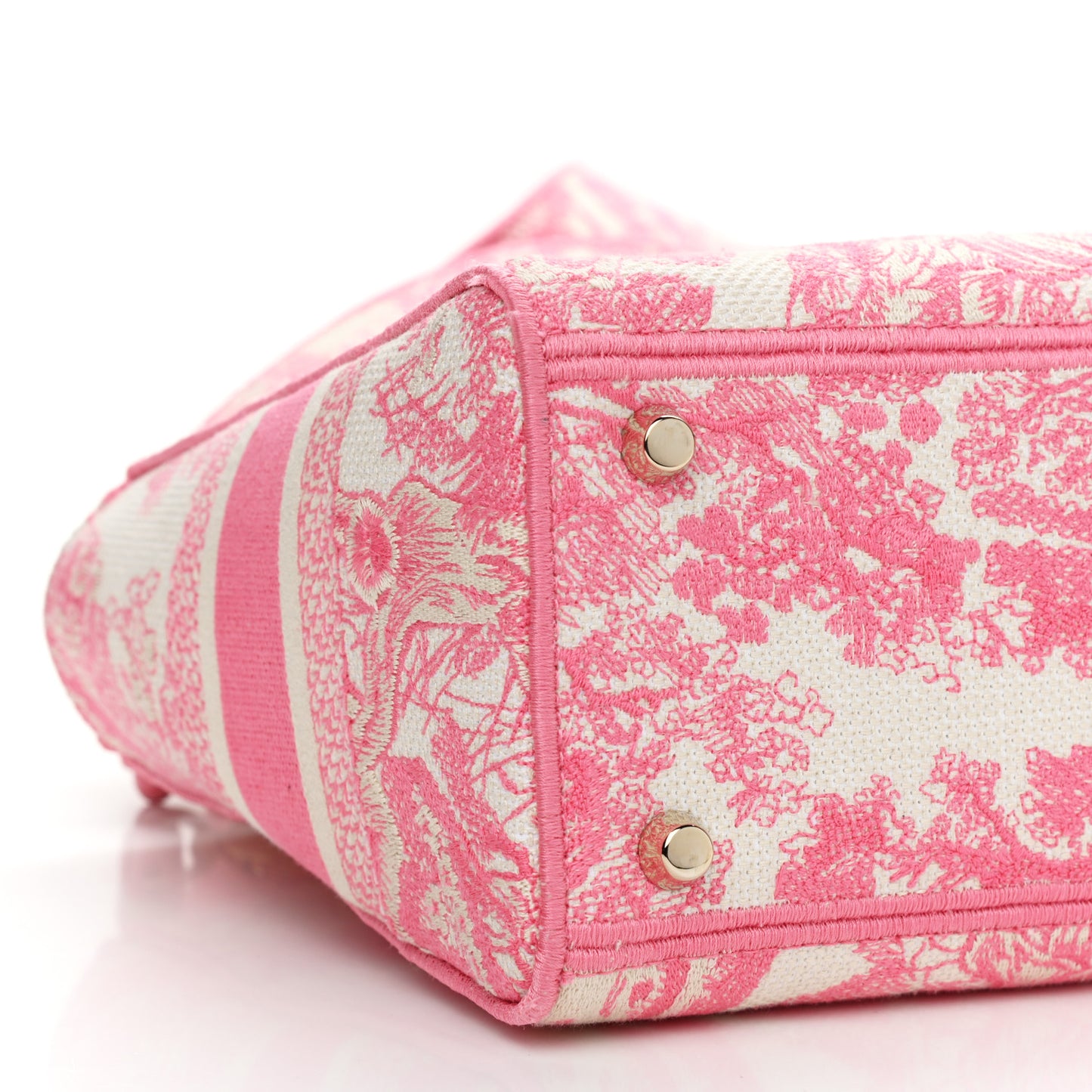 Canvas Toile De Jouy Embroidered Medium Lady D-Lite Peony Pink