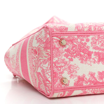 Christian Dior Canvas Toile De Jouy Embroidered Medium Lady D-Lite Peony Pink 8 of 13