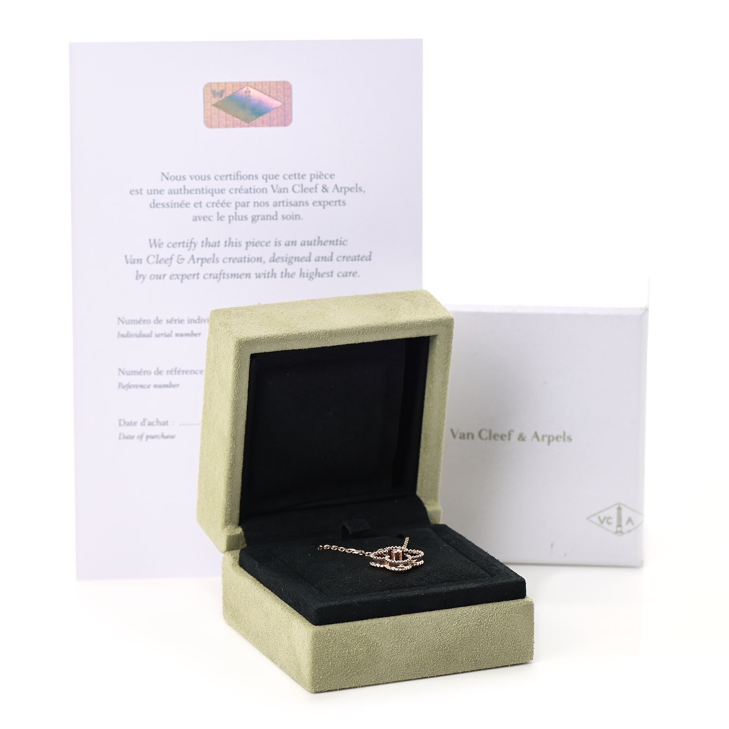 Van Cleef & Arpels 18K Rose Gold Diamond Bulls Eye Vintage Alhambra Pendant Necklace 7 of 7