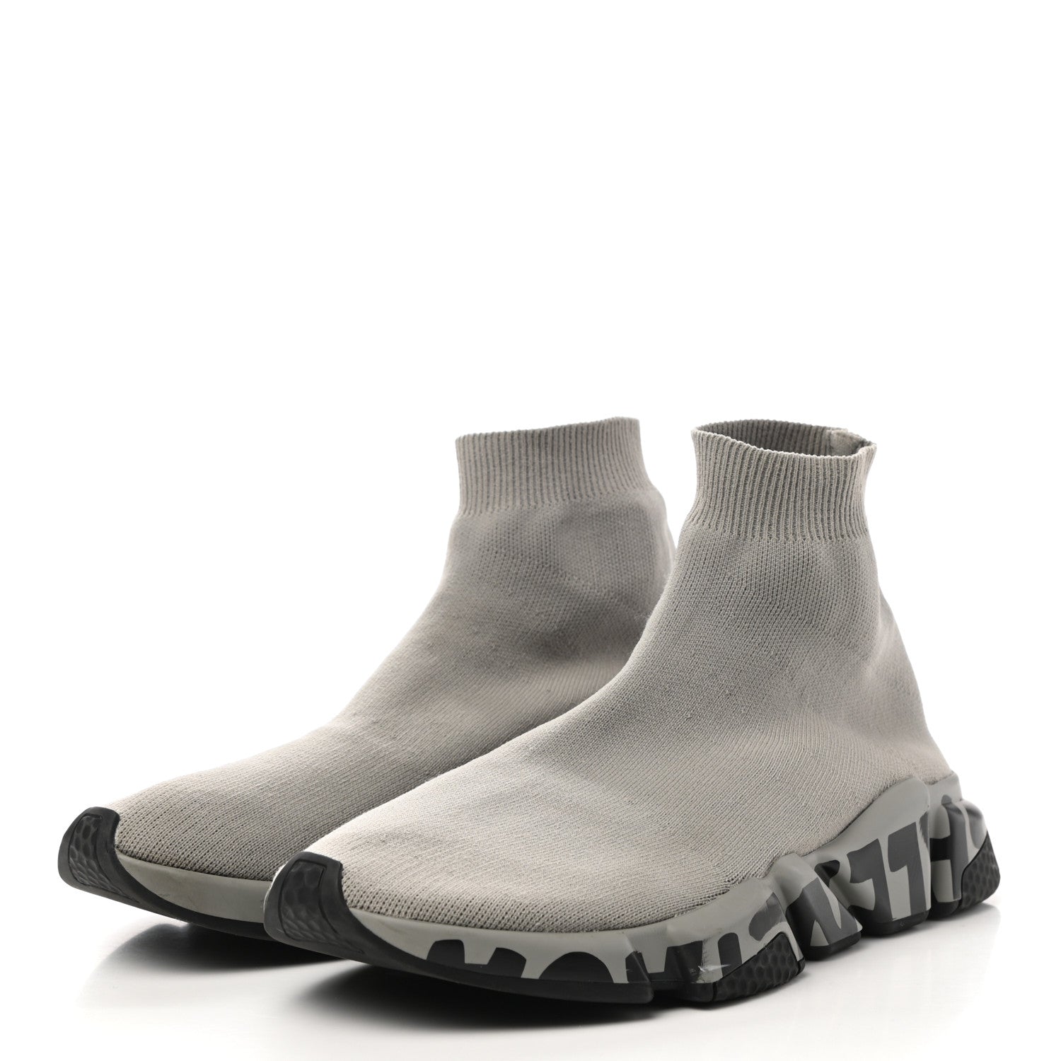 Balenciaga Neoprene Knit Mens Speed Graffiti Sneakers 42 Grey Black 3 of 12