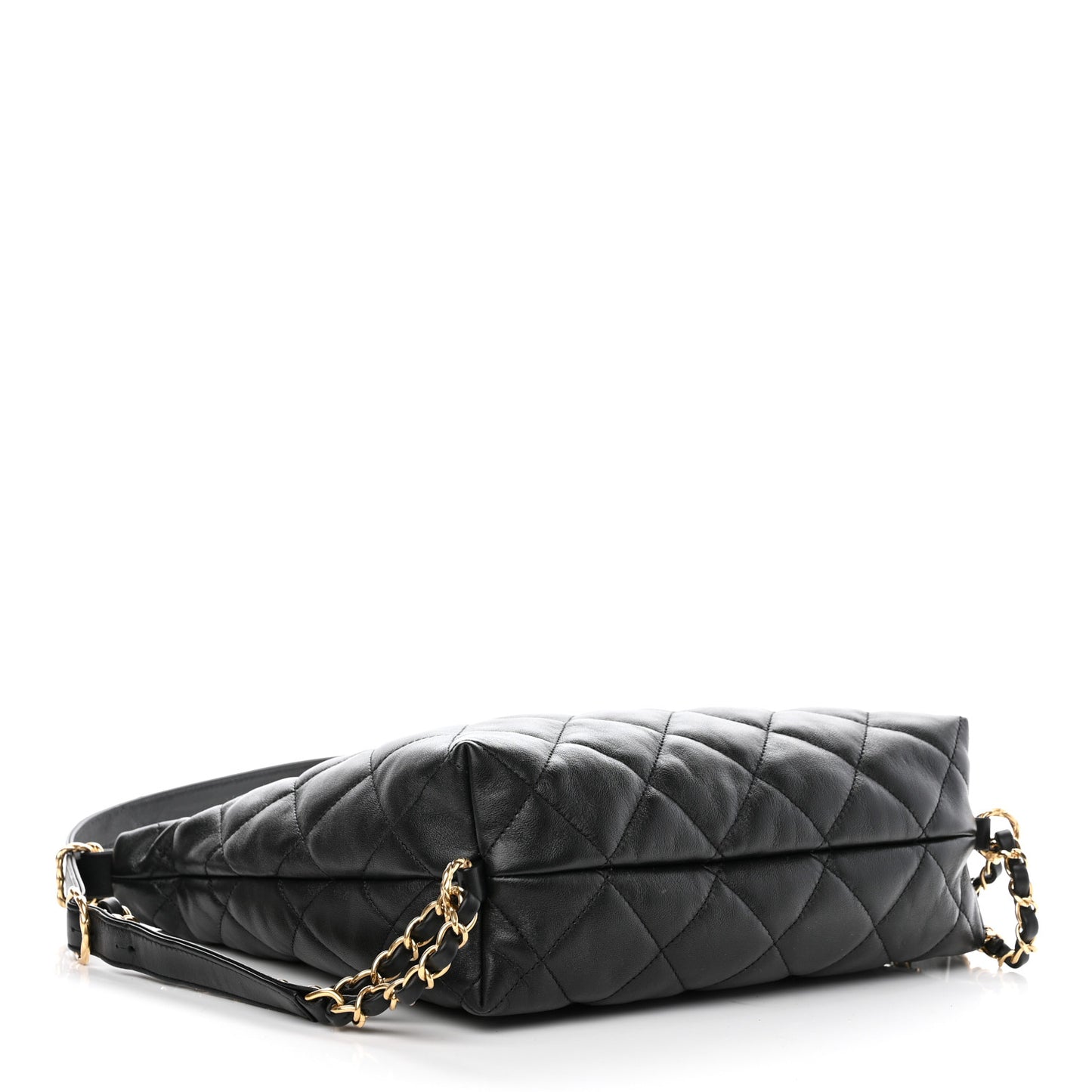 Lambskin Quilted Maxi Hobo Black