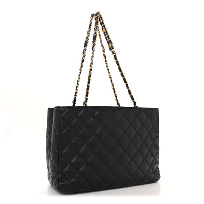 Chanel Caviar Quilted Small Shopping Tote Navy 3 of 14