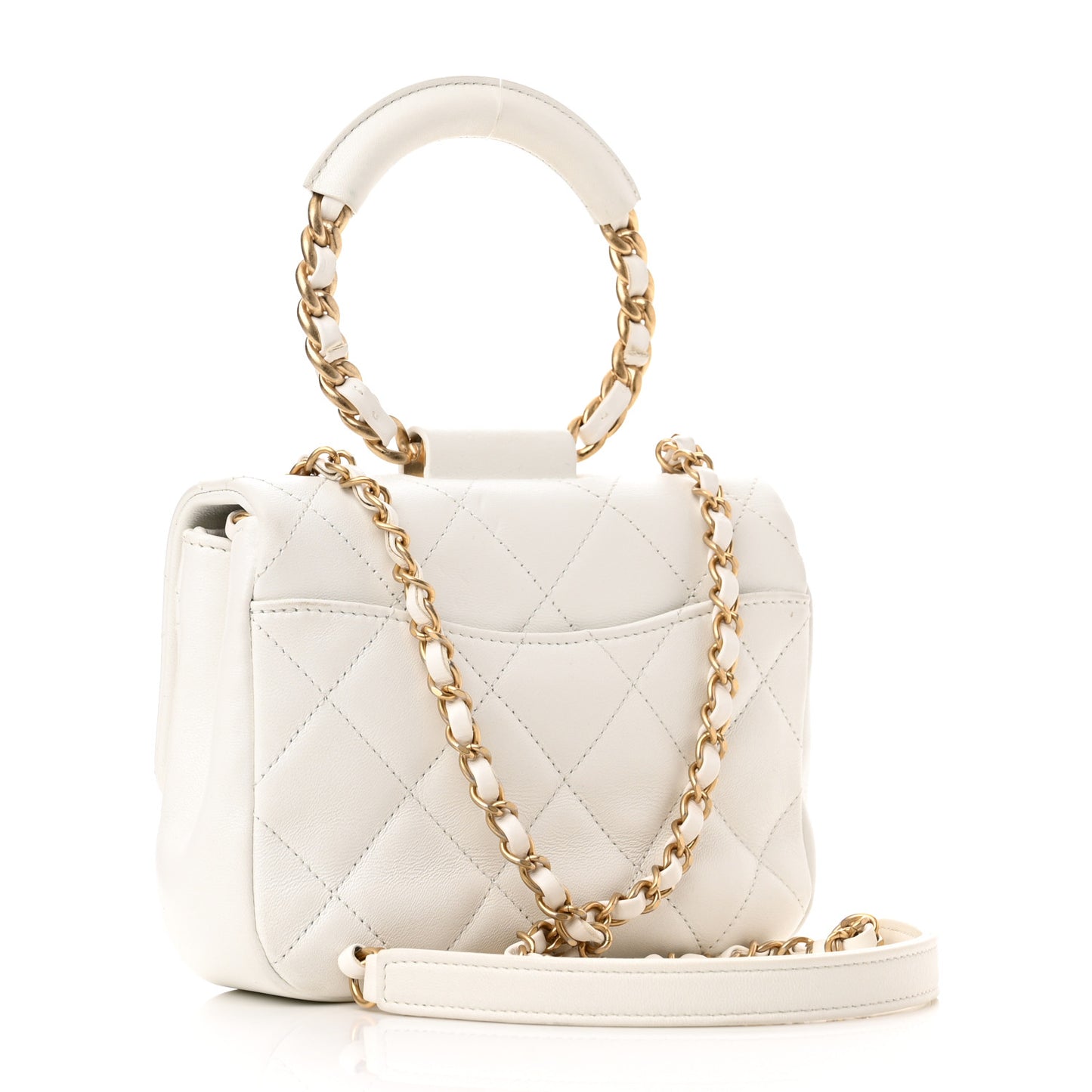 Lambskin Quilted Small In The Loop Handle Flap Bag White