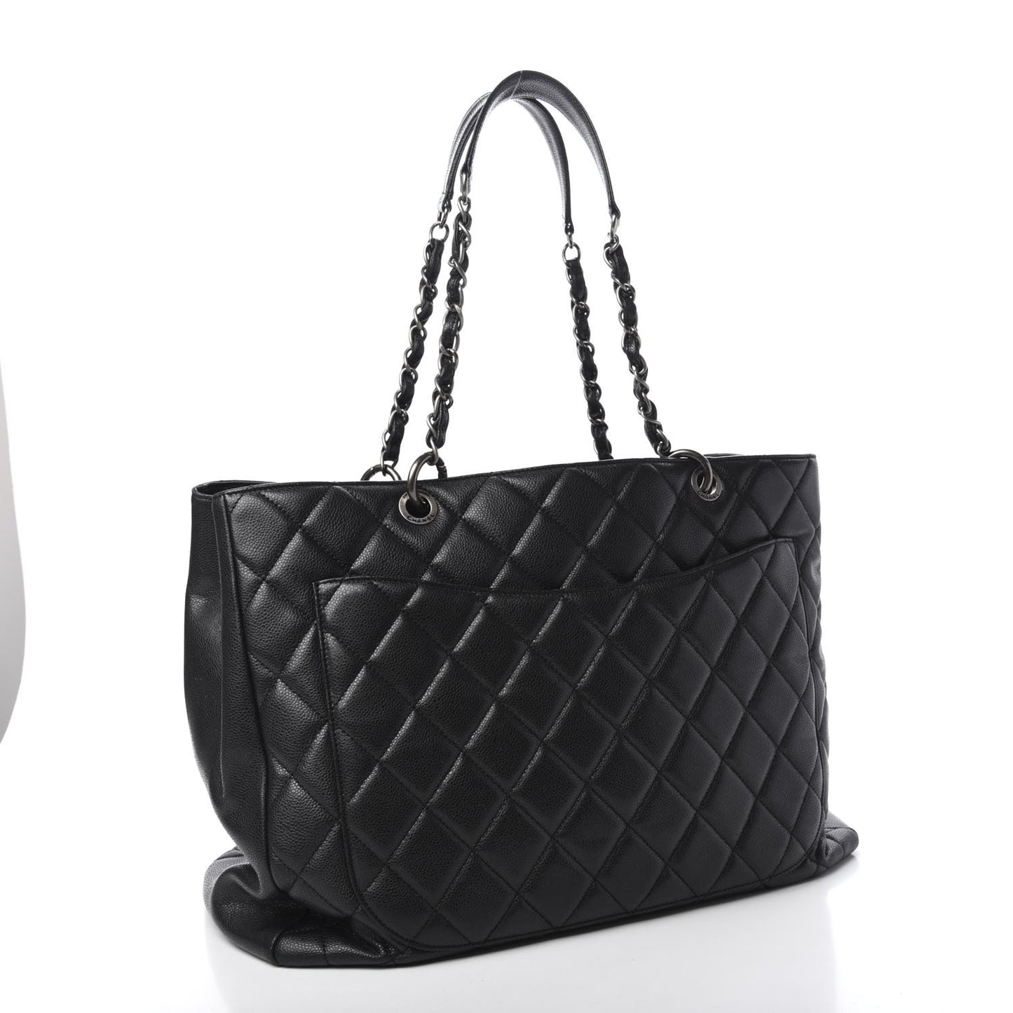 Caviar Quilted XXL Grand Shopping Tote GST Dark Grey