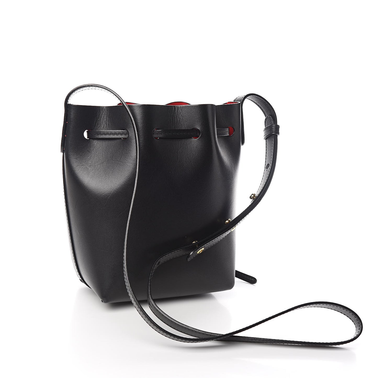 Vegetable Tanned Calfskin Mini Mini Bucket Bag Black Flamma