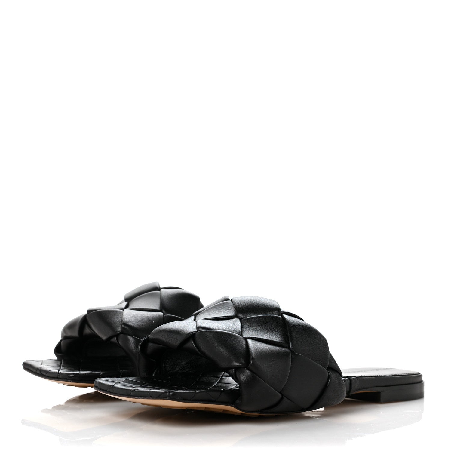 Bottega Veneta Nappa Maxi Intrecciato Lido Flat Sandals 38.5 Black 3 of 7