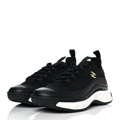 Chanel Velvet Calfskin Mixed Fibers CC Sneakers 36 Black 3 of 8