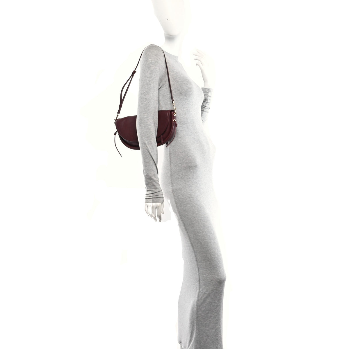 Shiny Lambskin Soft Triomphe Little Half Moon Bag Syrah