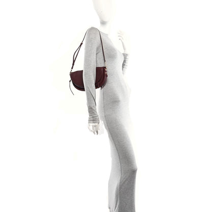 Celine Shiny Lambskin Soft Triomphe Little Half Moon Bag Syrah 2 of 9