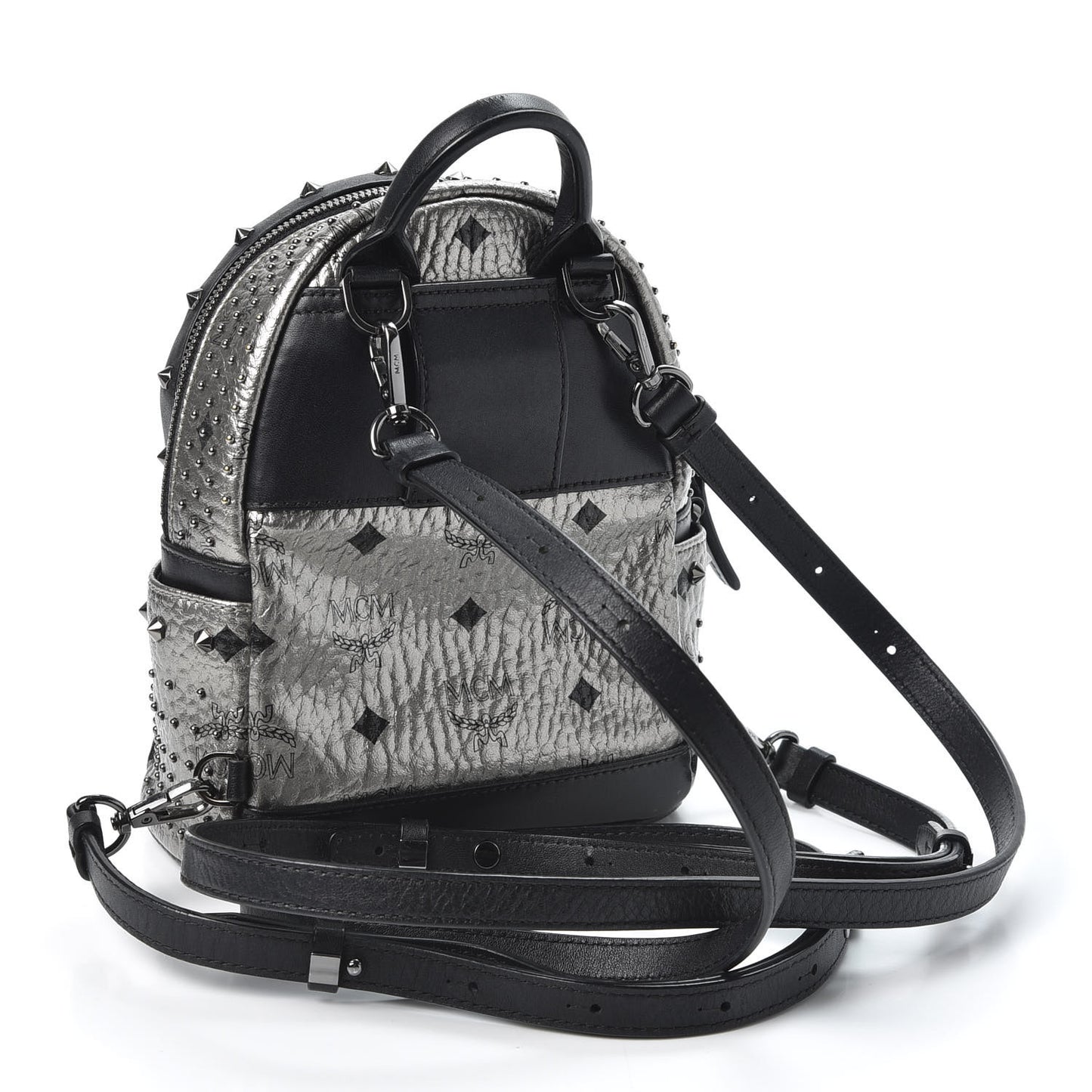 Metallic Visetos Studded Stark X-Mini Bebe Boo Backpack Silver