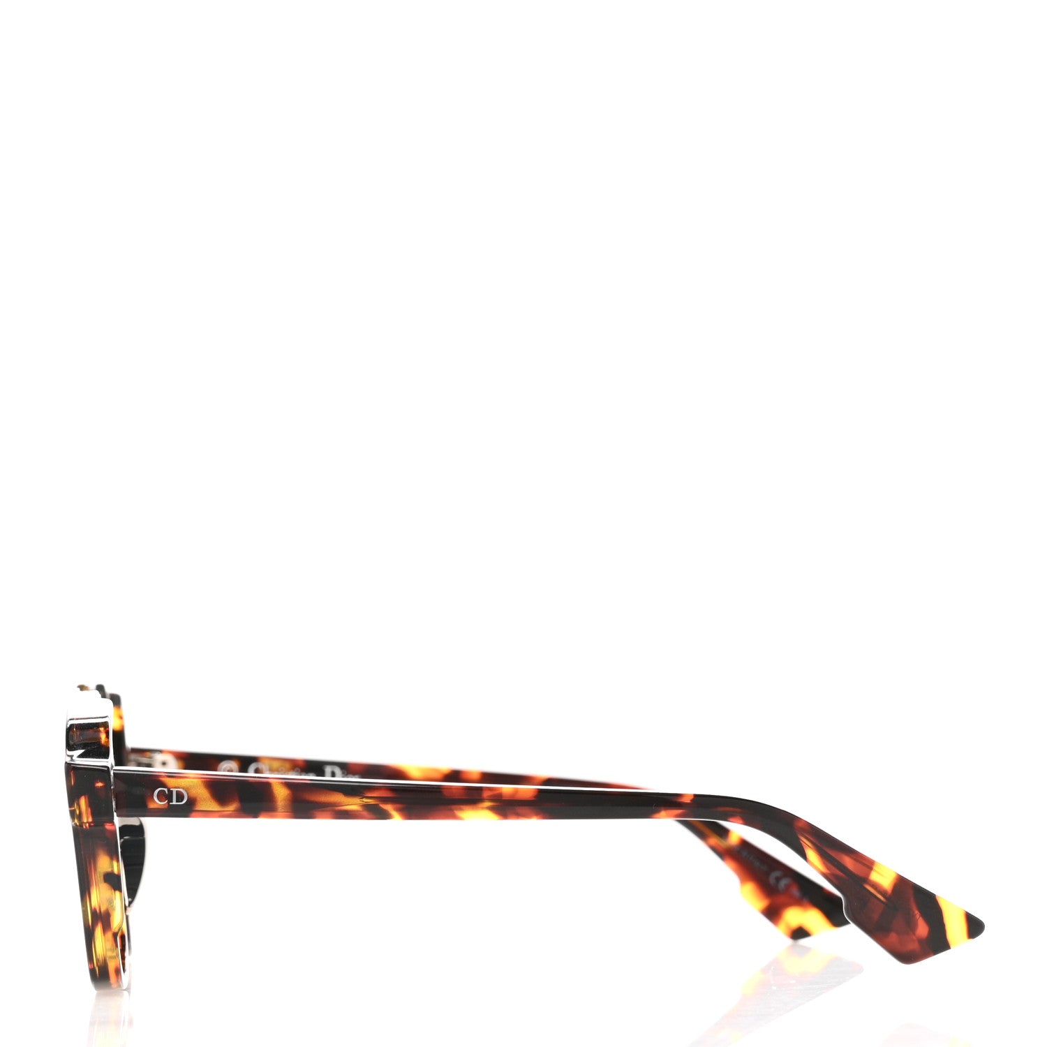 Christian Dior Abstract Square Mirrored Sunglasses Spotted Havana Purple 3 of 10
