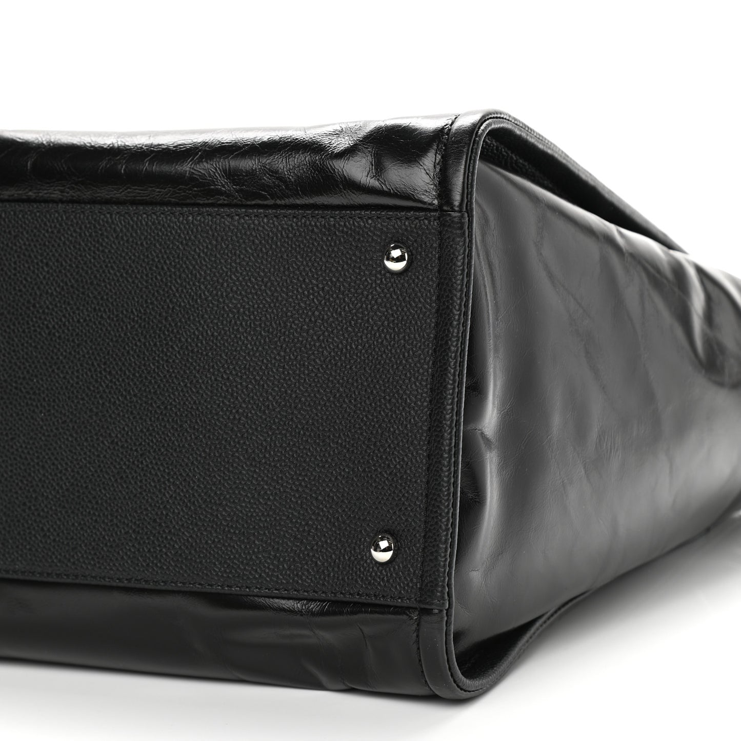 Glazed Calfskin Large Deauville Tote Black