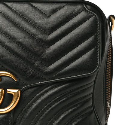 Gucci Calfskin Matelasse Sylvie Web Small GG Marmont Top Handle Shoulder Bag Black 17 of 31