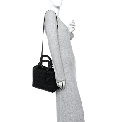 Christian Dior Ultra Matte Calfskin Cannage Medium Lady Dior Black 2 of 9