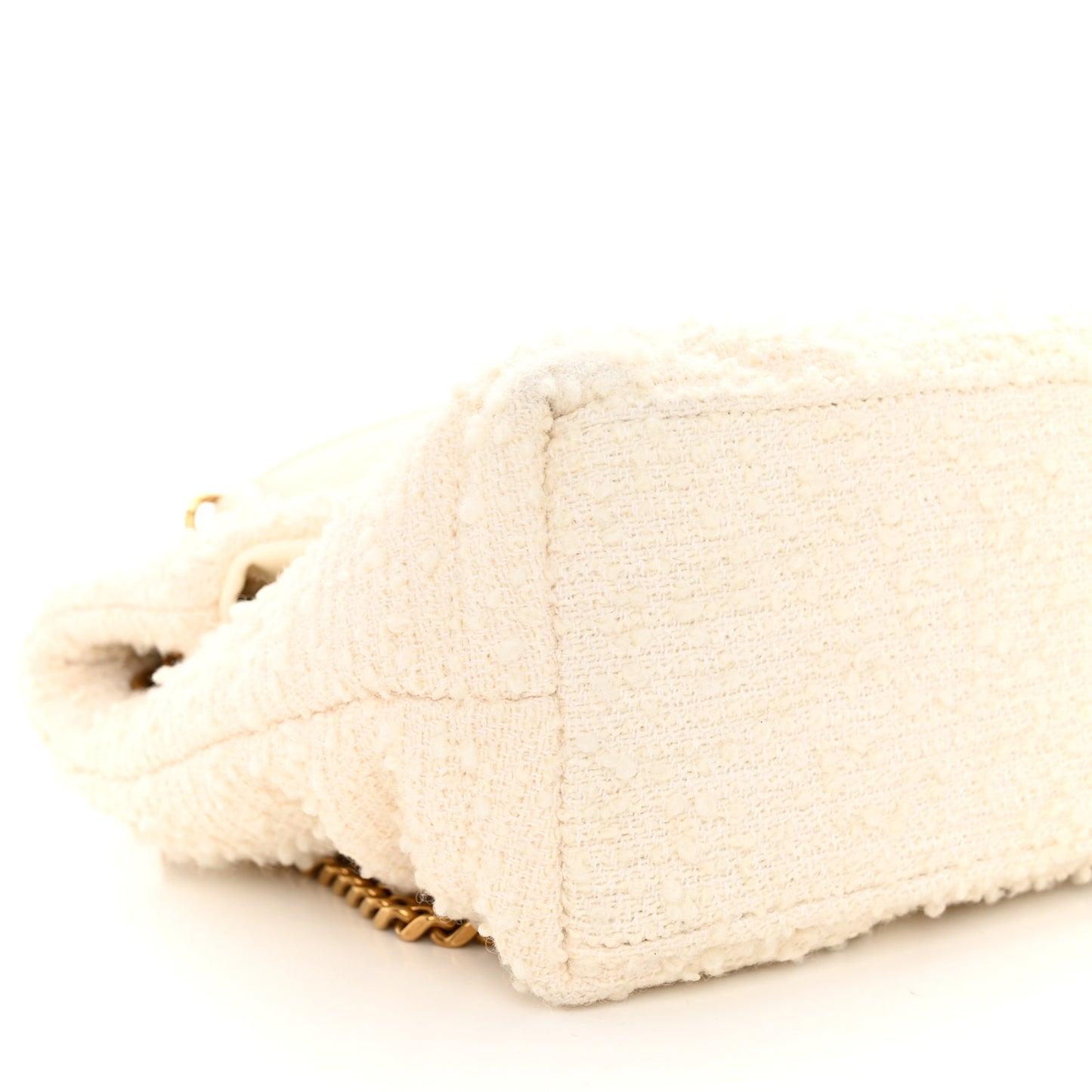Boucle Tweed Quilted Small Loulou Puffer Monogram Chain Satchel Crema Soft