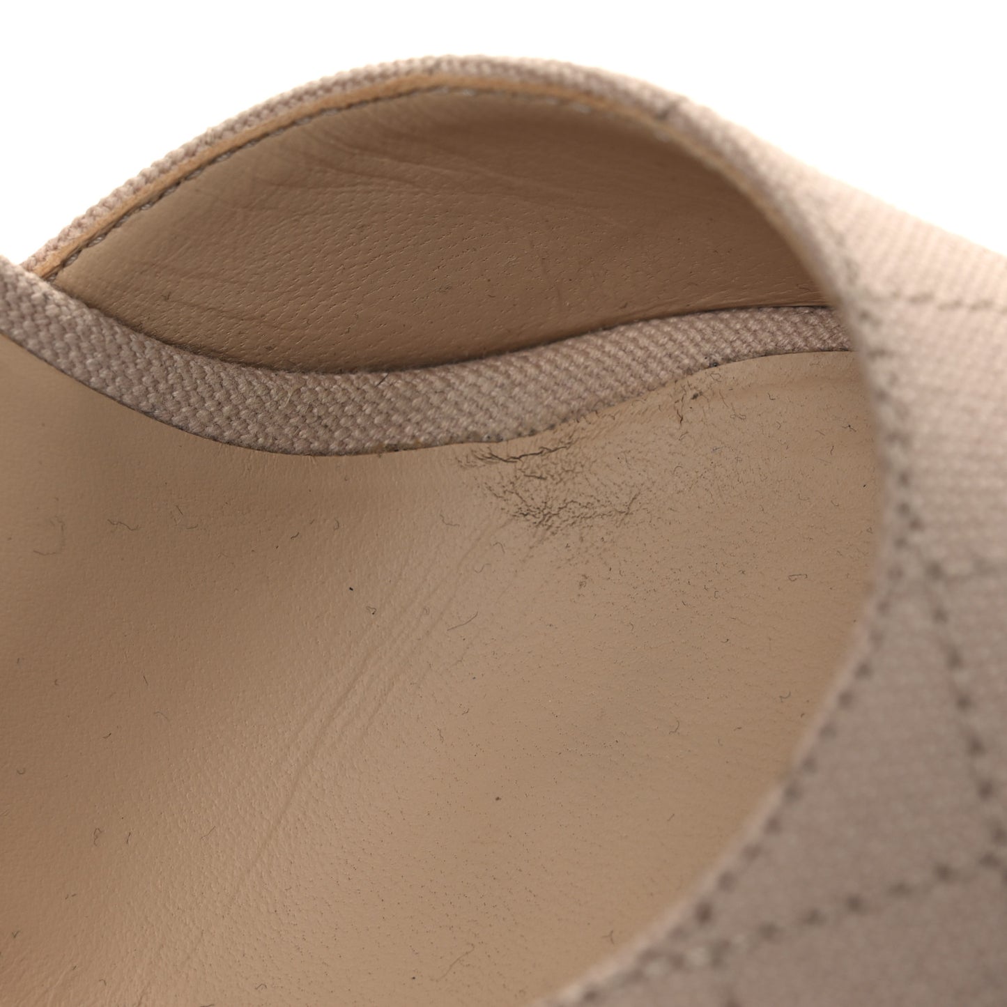 Canvas Quilted Peep Toe Wedge Sandals 39 Beige