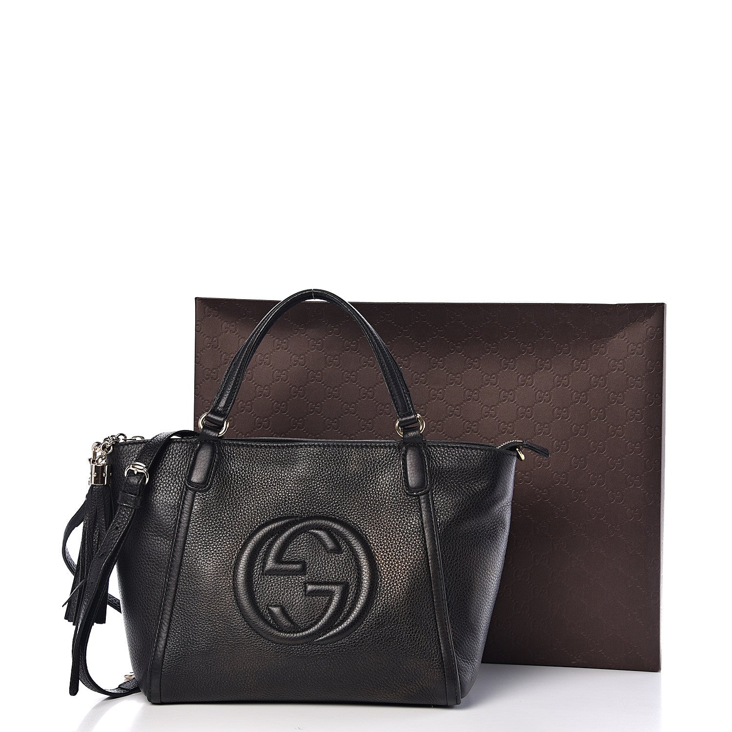 Gucci Pebbled Calfskin Small Soho Top Handle Bag Black 14 of 14