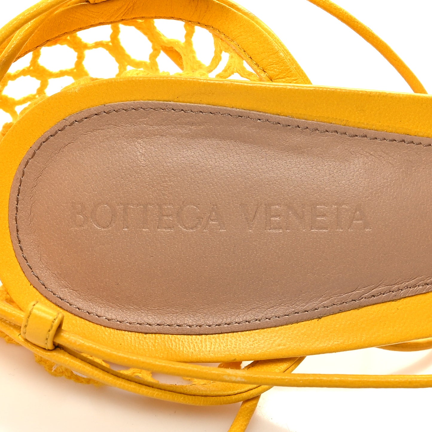 Mesh Nappa Stretch Ankle Tie Sandals 40.5 Egg Yolk