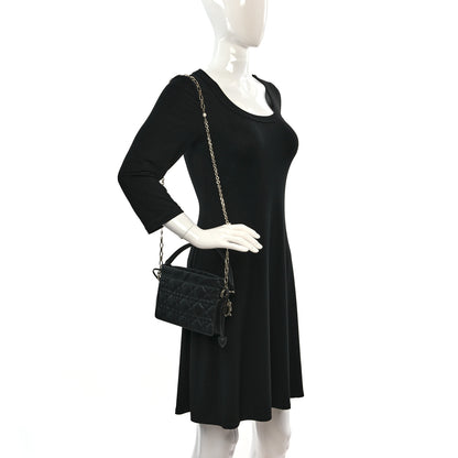 Christian Dior Lambskin Cannage Mini Top Handle Drawstring Bag Black 2 of 9