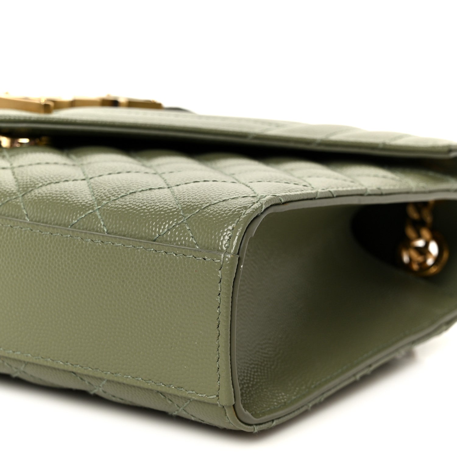 Saint Laurent Grain De Poudre Textured Mixed Matelasse Triquilt Medium Monogram Satchel Light Sage 11 of 11