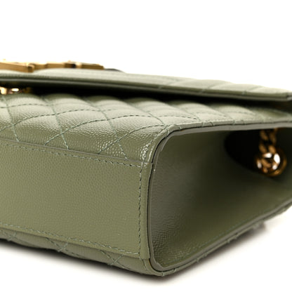 Saint Laurent Grain De Poudre Textured Mixed Matelasse Triquilt Medium Monogram Satchel Light Sage 11 of 11