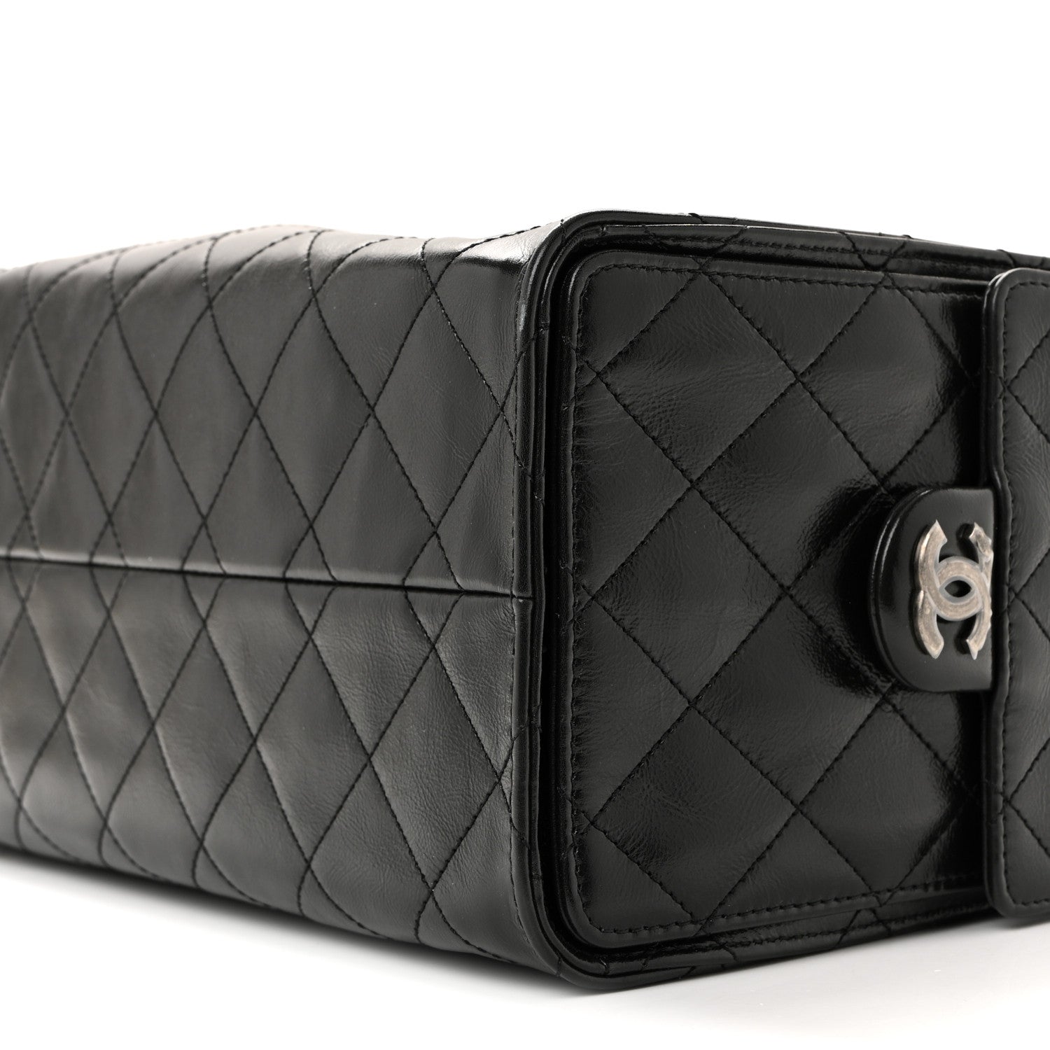 Chanel Shiny Crumpled Calfskin Quilted Small Chanel 25 Handbag Black 10 of 10