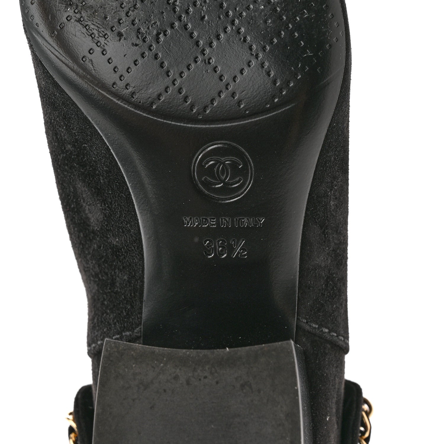 Chanel Suede Calfskin Chain CC Short Boots 36.5 Black 6 of 10