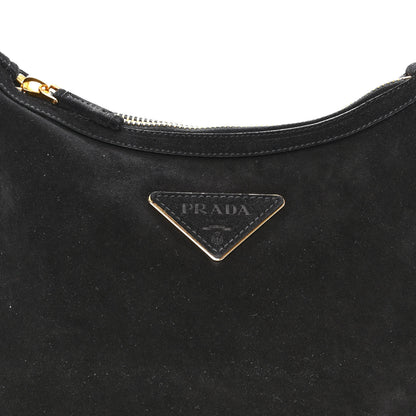Prada Scamosciato Suede Shoulder Bag Black 3 of 19