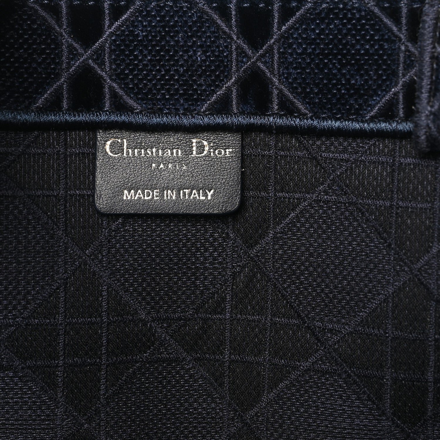 Christian Dior Velvet Cannage Large Book Tote Navy Blue 6 of 10