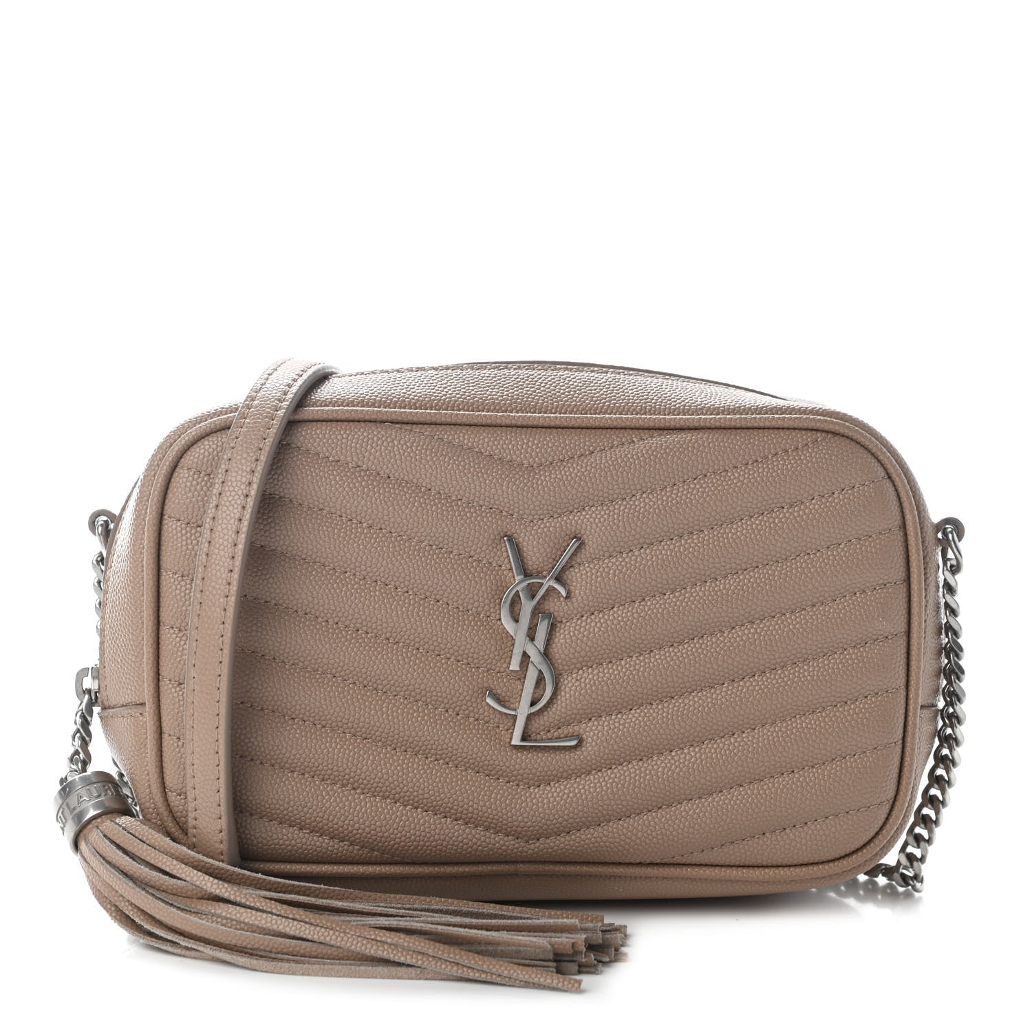 Saint Laurent Grain De Poudre Matelasse Monogram Mini Lou Camera Bag Dark Beige 1 of 9