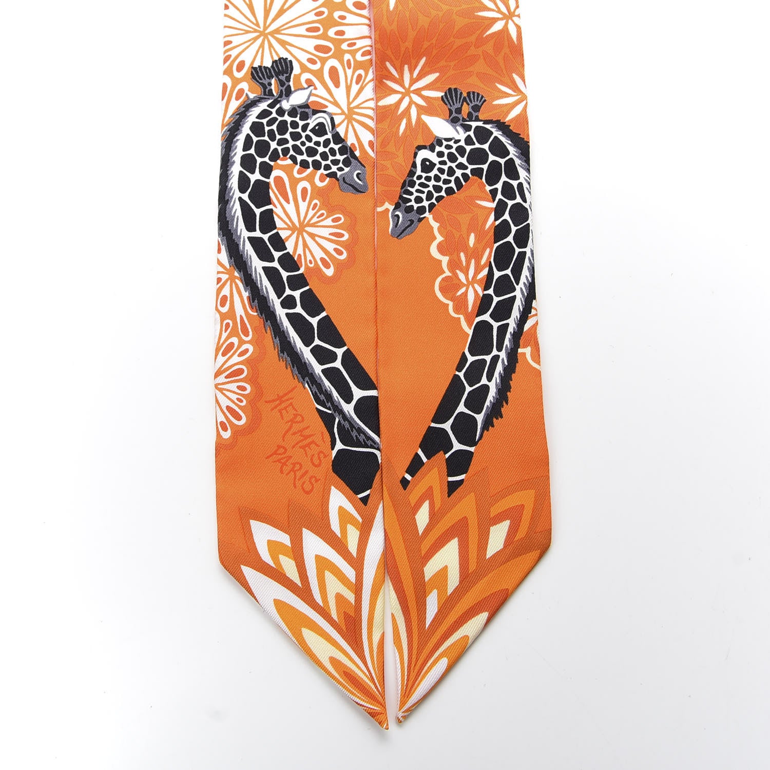 Hermes Silk The Three Graces Twilly Orange Mangue Anthracite 2 of 2