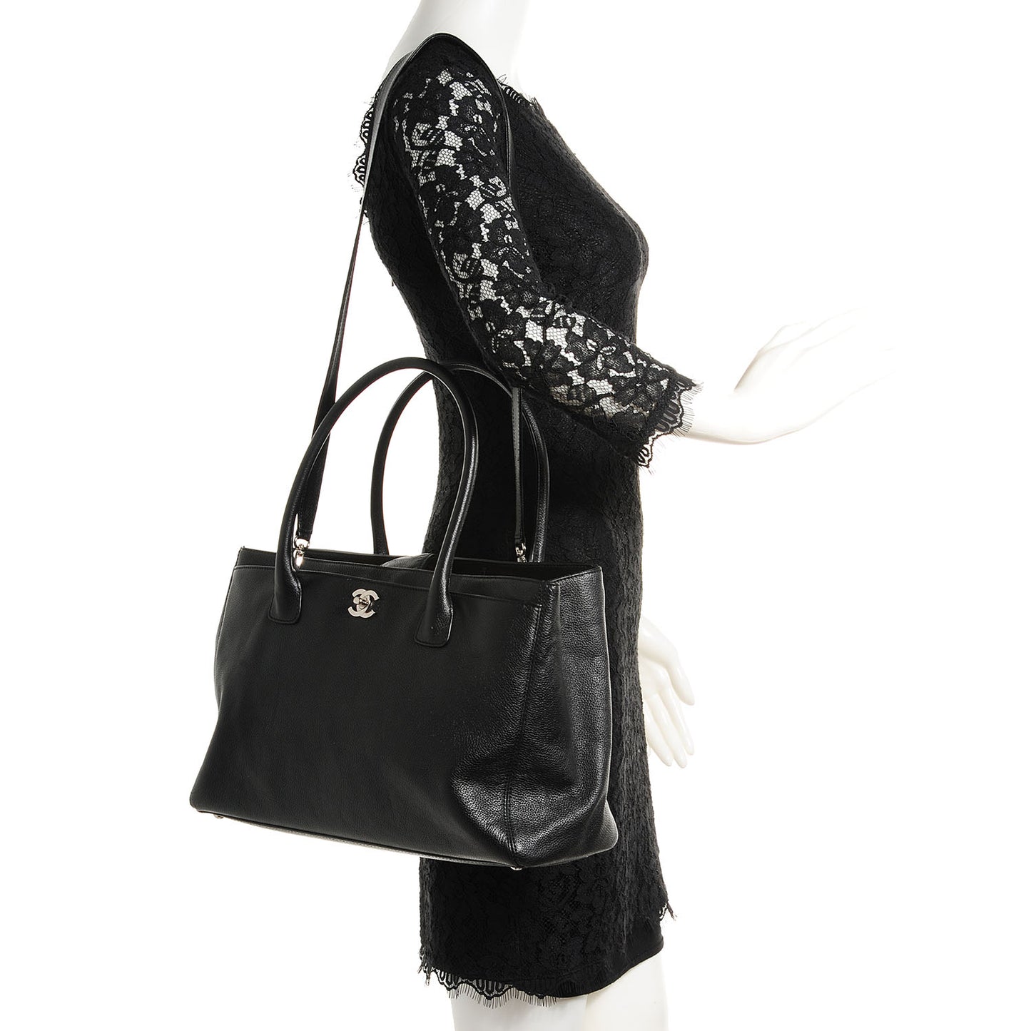 Calfskin Cerf Executive Shopper Tote Black