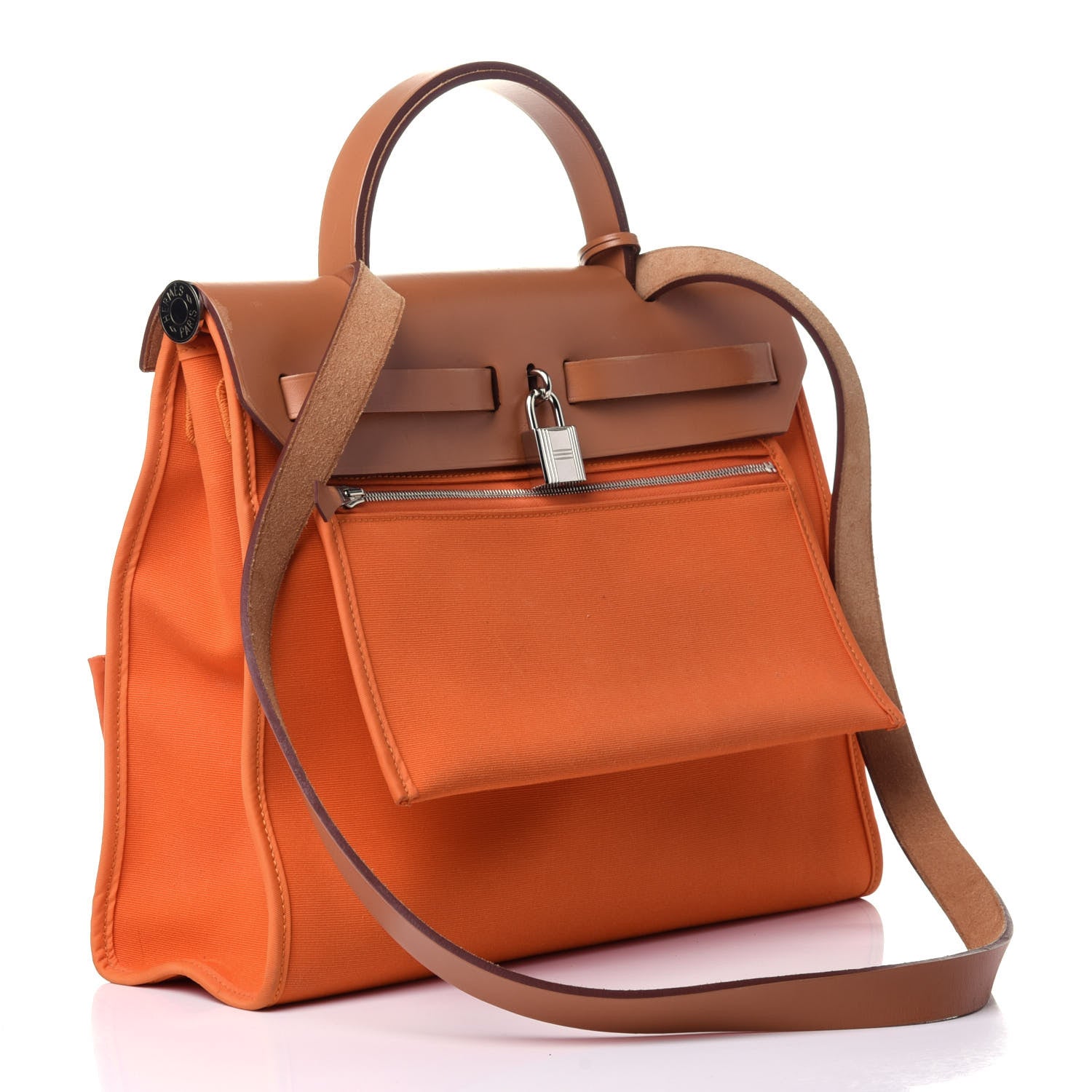 Hermes Vache Hunter Toile Herbag Zip 31 PM Capucine Fauve 3 of 12