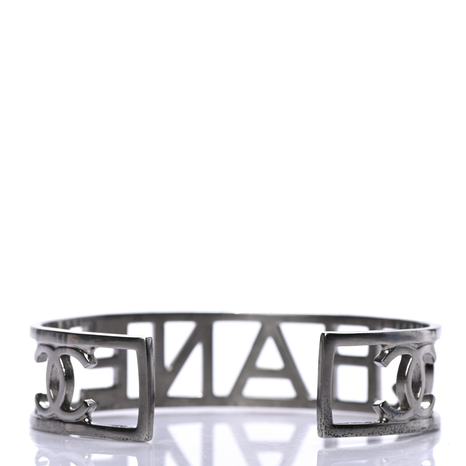 Chanel Ruthenium Logo Cuff Bracelet 3 of 5