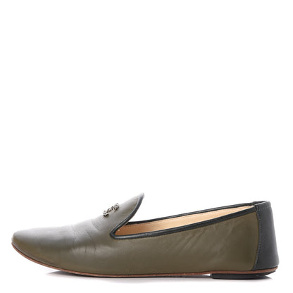 Chanel Lambskin CC Mocassin Loafers 40 Khaki 1 of 12