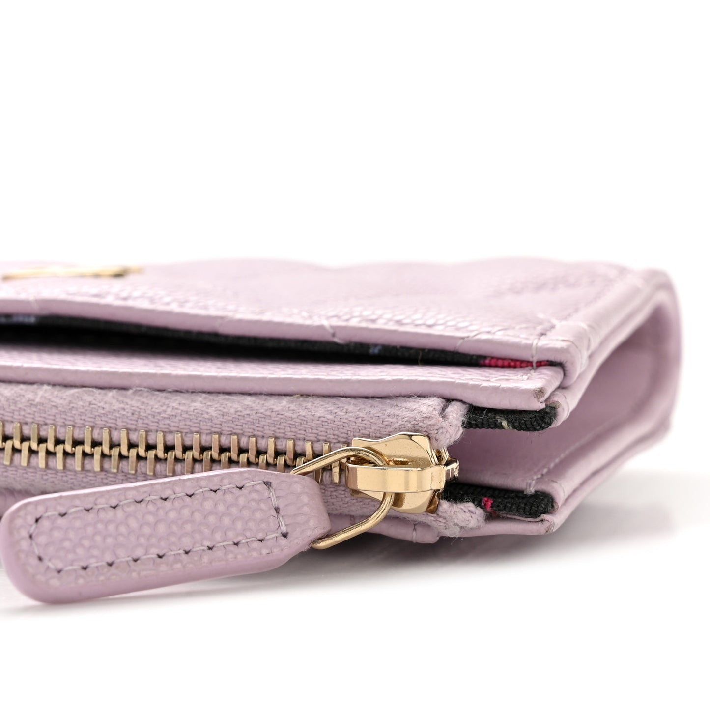 Caviar Quilted CC Zip Around Card Holder Light Purple
