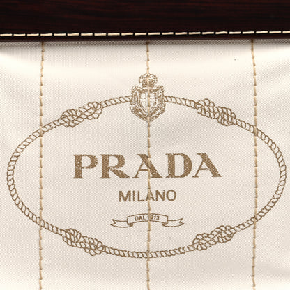 Prada Canapa Legno Logo Tote White 7 of 9