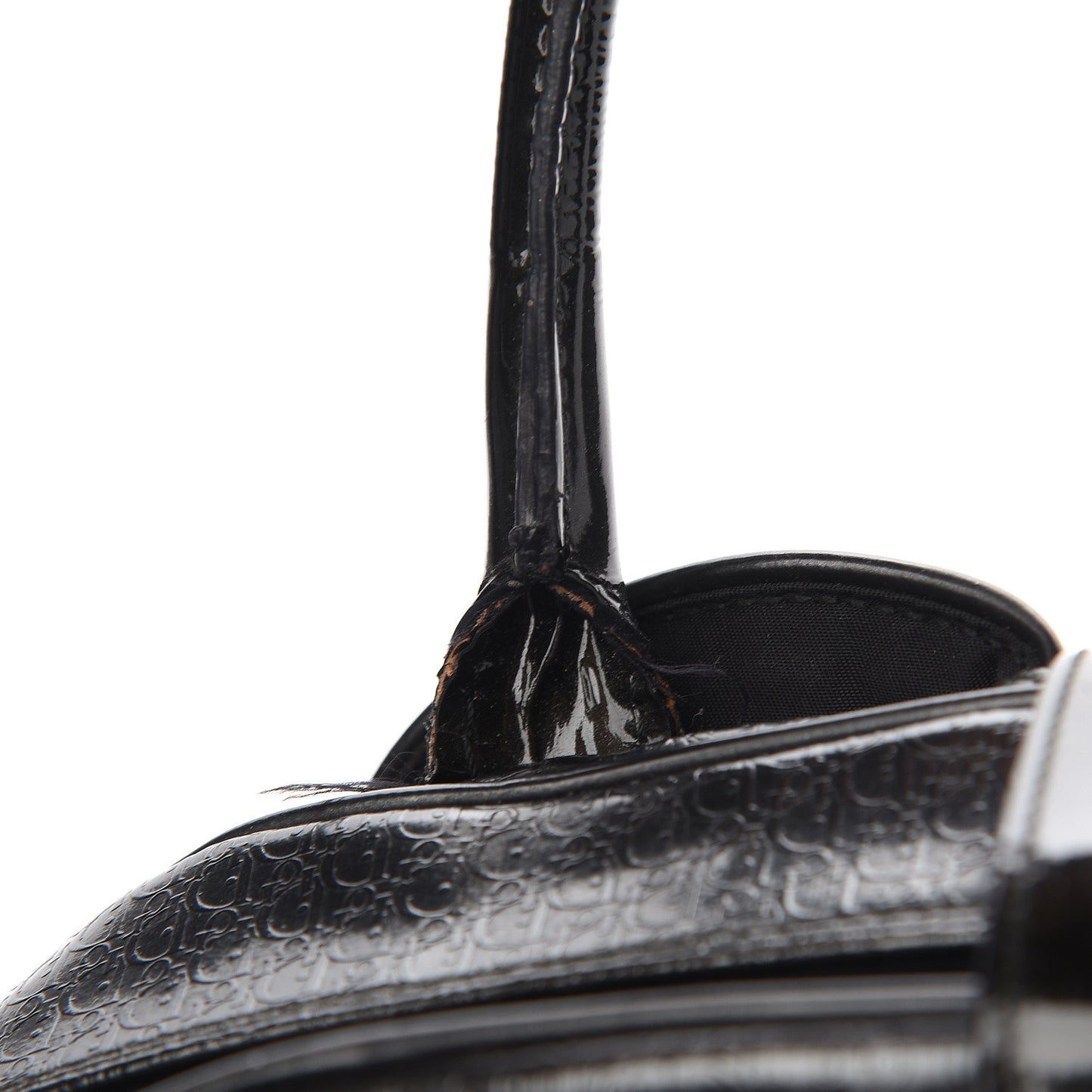 Patent Calfskin Embossed Saddle Bowler Black