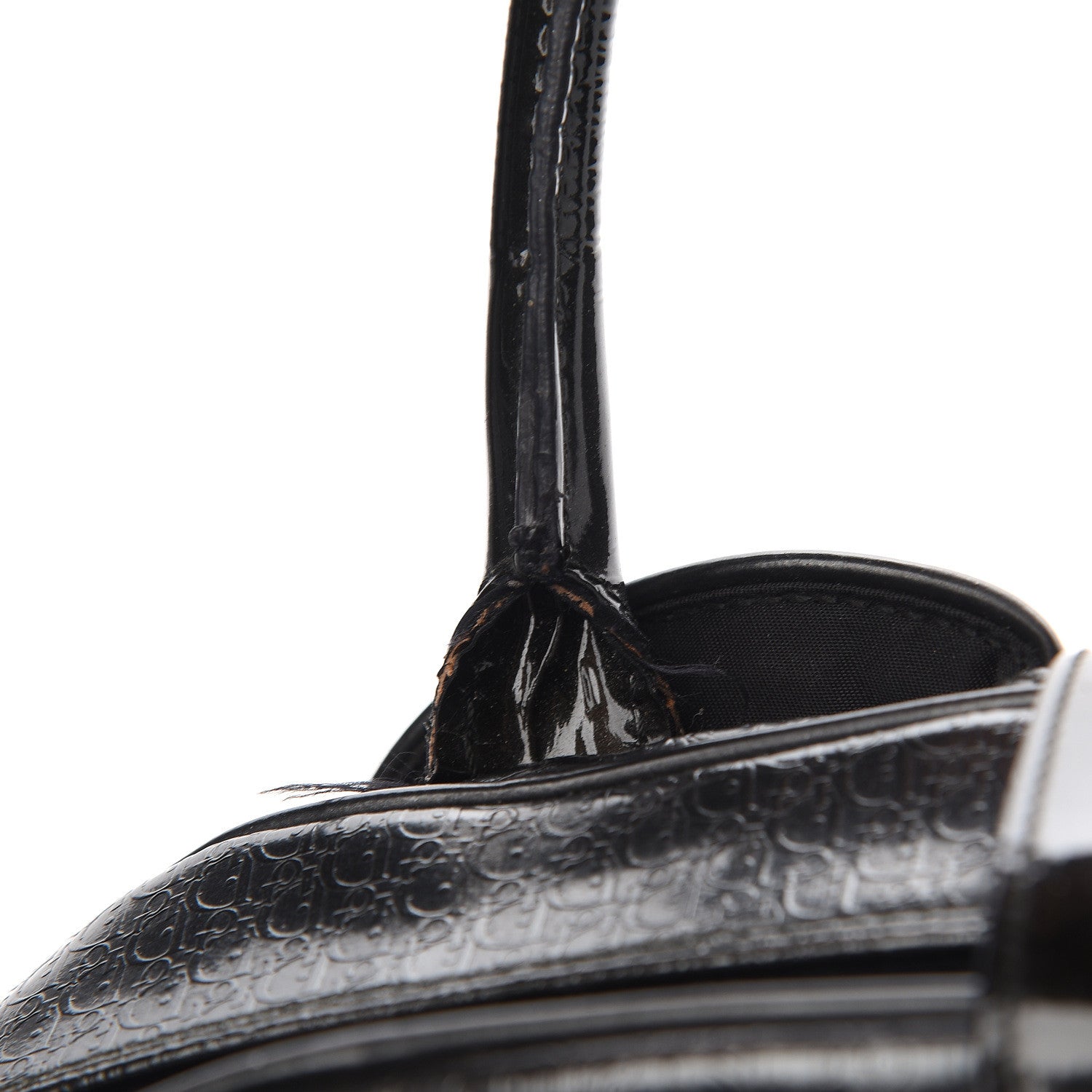 Christian Dior Patent Calfskin Embossed Saddle Bowler Black 11 of 12