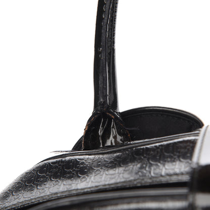 Christian Dior Patent Calfskin Embossed Saddle Bowler Black 11 of 12