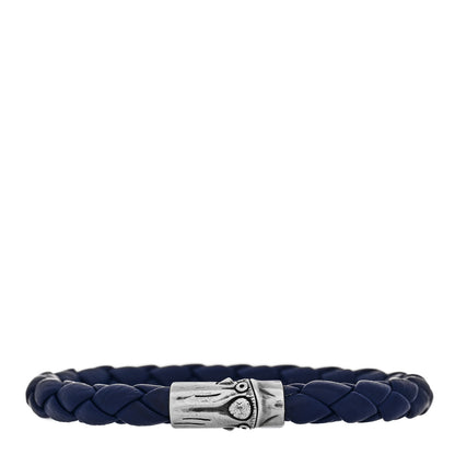 John Hardy Sterling Silver Leather Braided Bamboo Bracelet Blue 1 of 3