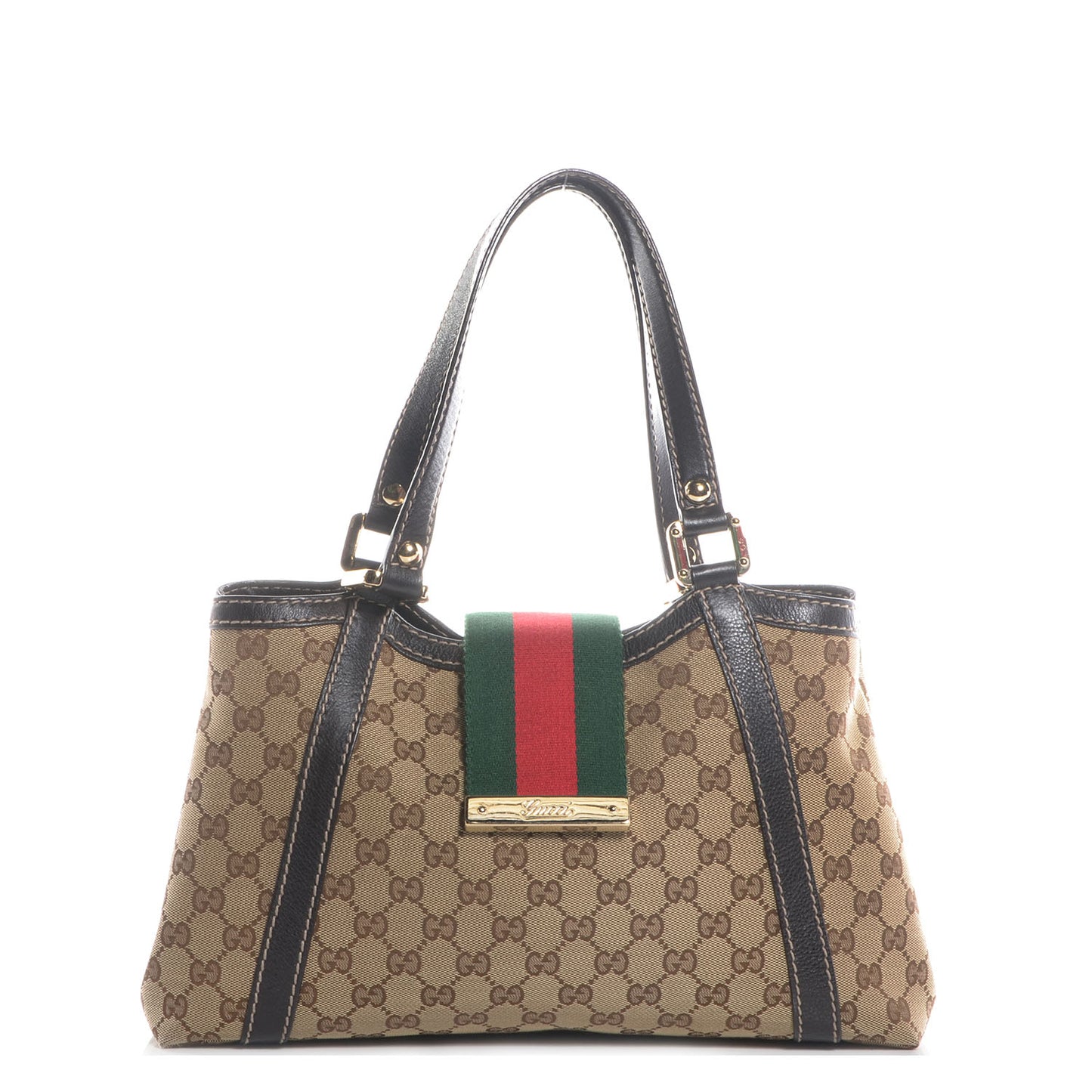 Monogram Medium New Ladies Web Tote Brown