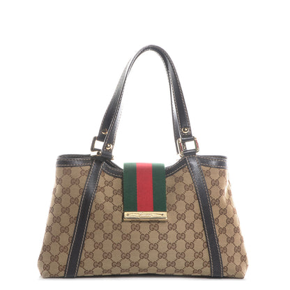 Gucci Monogram Medium New Ladies Web Tote Brown 1 of 7