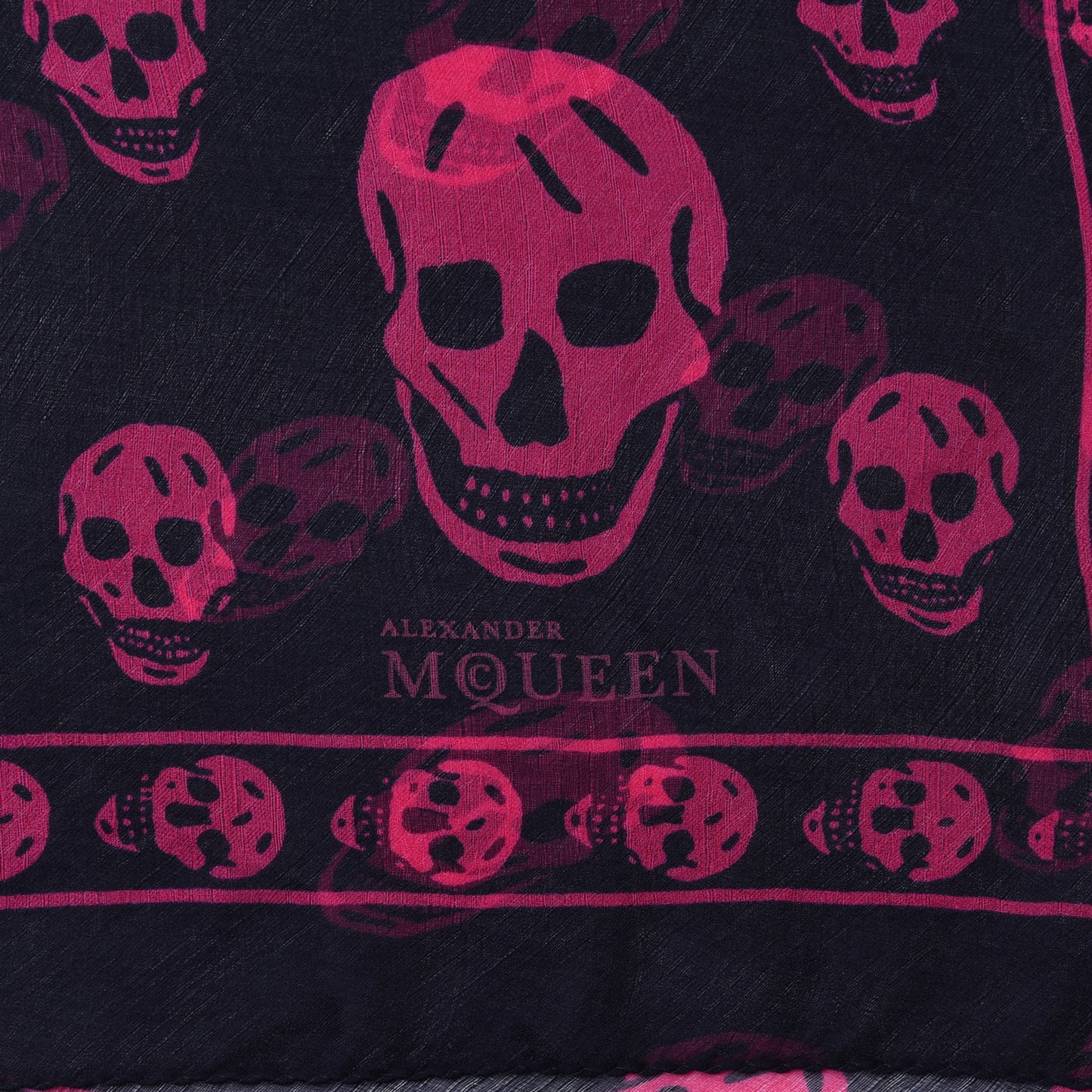 Silk Skull Scarf Black Pink