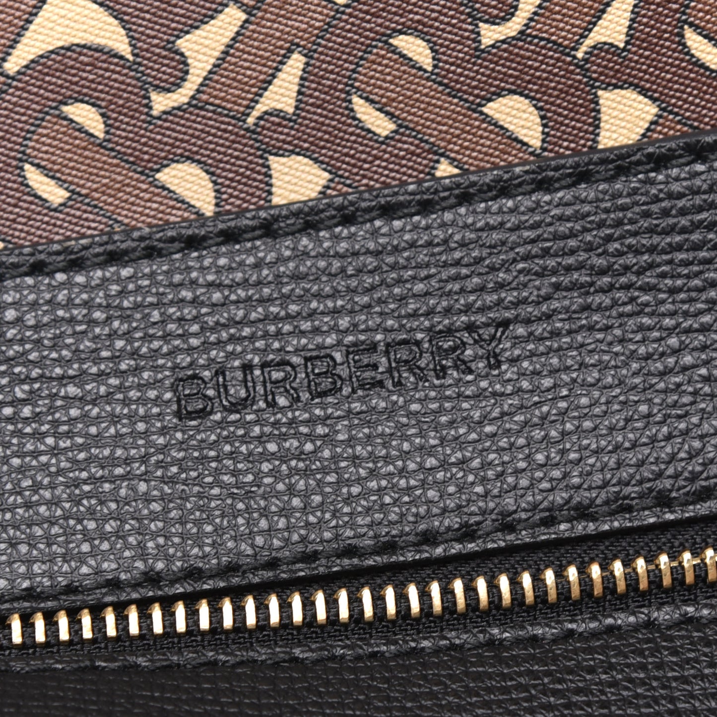 Calfskin TB Motif Embossed Medium Tote Black